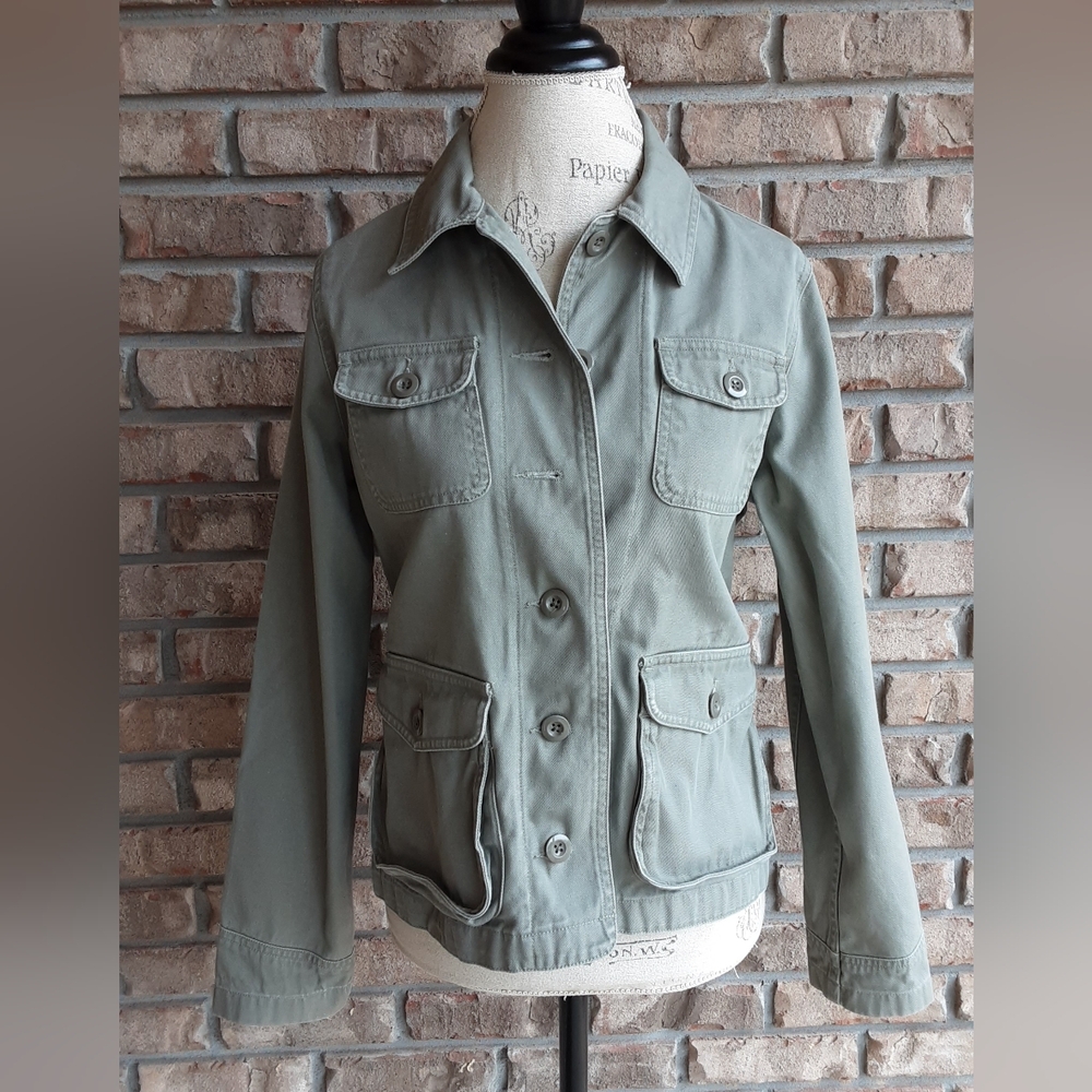 Eddie Bauer army green military style casual jacket.